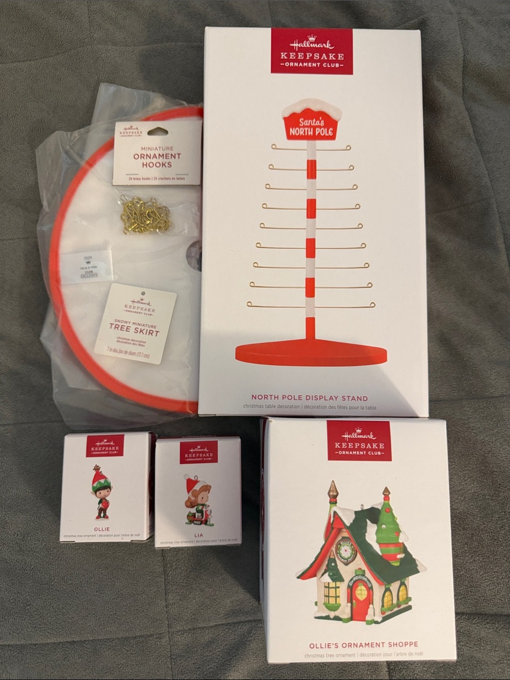 2024 Hallmark Red & White North Pole Ornament Display with Mini Ornaments